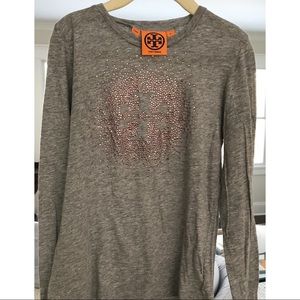 Tory Burch Girl L/S Pink Rhinestone T-Shir…
